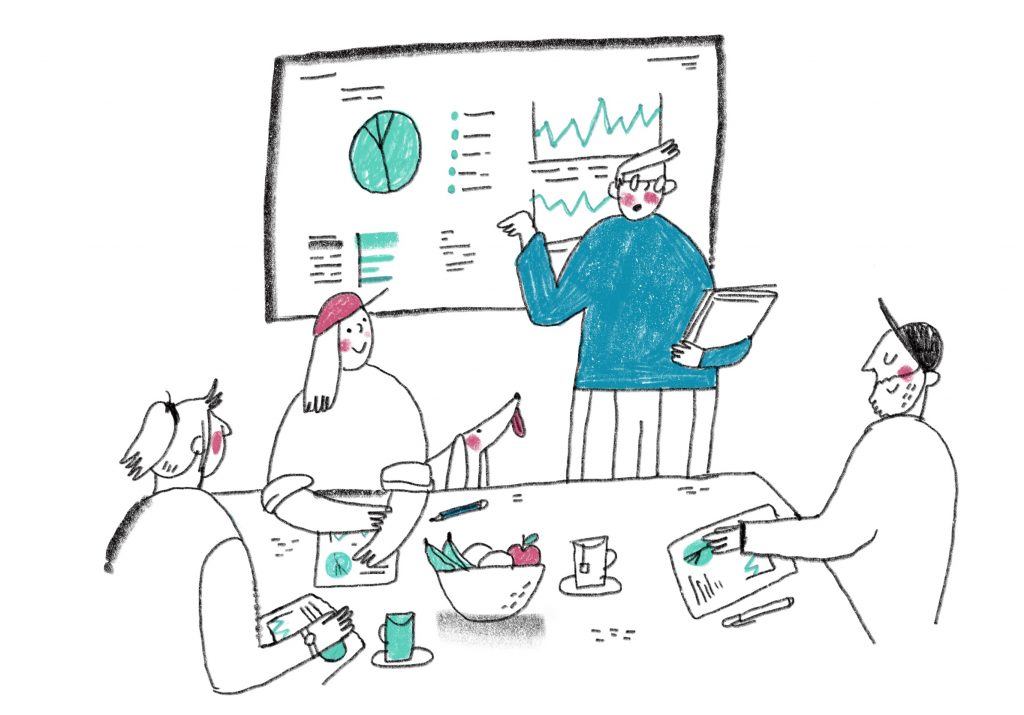 Discussing with in-house marketing team